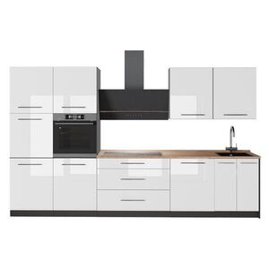 Vicco KUCHYŇSKÝ KOUT Fame-Line, Bílá vysoký lesk/Antracit, 340 cm, PD Dub obraz