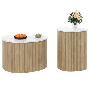 Modfu KONFERENČNÍ stolek z MDF 60x37x38 cm přírodní a bílá, sada 2 ks s úložnou deskou a kompaktním designem obraz