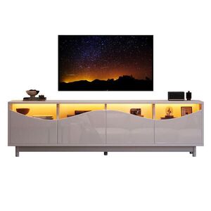 OKWISH TV stolek 175/38/51 cm bílý z MDF s LED osvětlením a bezúchytkovým otevíráním obraz
