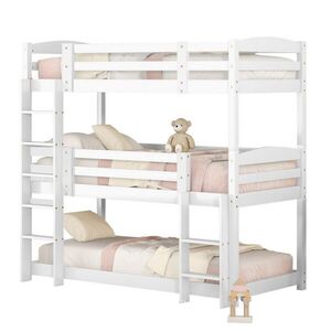 Redom PALANDA 90/200 cm se třemi lůžky, bezpečnostním zábradlím a žebříky, Bílá obraz