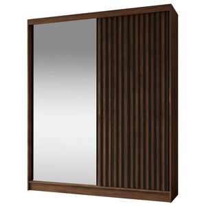 Beautysofa SKŘÍŇ S POSUVNÝMI DVEŘMI Helix II se zásuvkami a zrcadlem, 200 / 216 / 61 cm, ořech + černá obraz