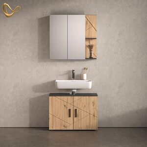 Livinity® SADA KOUPELNOVÉHO NÁBYTKU Ronco, Antracit/Řemeslný dub, 2dílná obraz