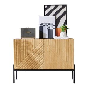 STILVORA KUCHYŇSKÁ SKŘÍŇ v přírodní barvě se 2 dveřmi a kovovými nohami do obýváku 100x40x75 cm obraz