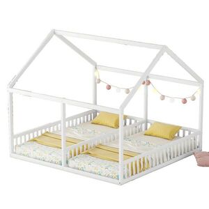 FLIEKS JEDNOLŮŽKO 90x200cm Bílá Plochá Postel Domeček 2v1 obraz