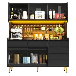 FLIEKS VYSOKÁ KOMODA 145x39x171 CM LED ČERNÁ obraz