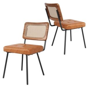 FLIEKS JÍDELNÍ ŽIDLE V SADĚ 2 KS EKO KŮŽE RATTAN RETRO obraz