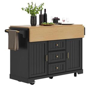 FLIEKS KUCHYŇSKÝ VOZÍK 120x40–80x95cm Výsuvný Černý/Bílý obraz