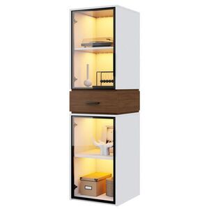 FLIEKS VITRÍNA 40cm Bílá Sklo LED 2 Dveře 1 Zásuvka obraz