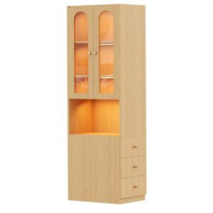FLIEKS KNIHOVNA 60cm Dřevo Sklo LED Vysoká Moderní obraz