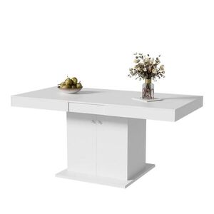 Redom ROZKLÁDACÍ jídelní stůl 140/180 x 80 x 76 cm s úložným prostorem a automatickým rozšířením, Bílá obraz
