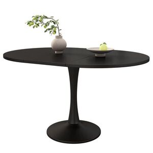 Redom ROZKLÁDACÍ jídelní stůl 100/140 x 100 x 75 cm s oválnou deskou a minimalistickým stylem, Černá obraz