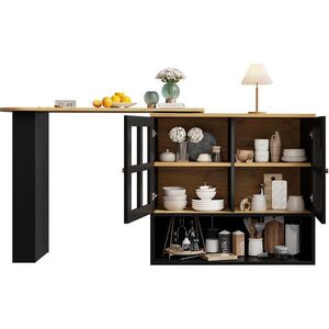Redom BAROVÁ skříňka 138-204/39/102, 5 cm otočná o 360° s výsuvnou délkou, sklem a policemi, MDF, Černá obraz