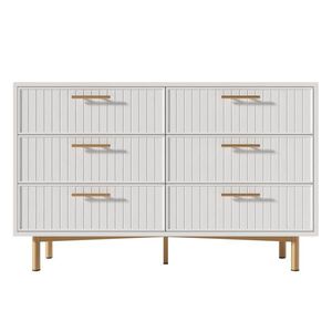 Urban Meuble SIDEBOARD dřevotříska bílý s drážkovaným čelem a 6 zásuvkami obraz
