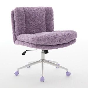 Urban Meuble OTOČNÁ ŽIDLE fialová umělá kožešina 63 cm, nastavitelná, moderní obraz
