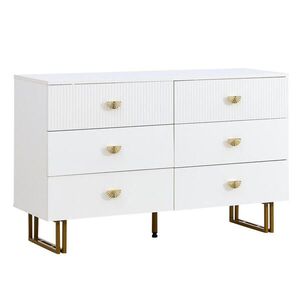 Urban Meuble SIDEBOARD 6 zásuvek se zlatými úchytkami a kovovými nožičkami bílý obraz