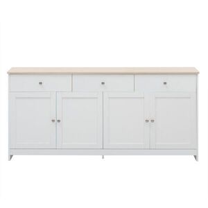 Urban Meuble SIDEBOARD bílý a dekor dřeva 4 dvířka a 3 zásuvky obraz