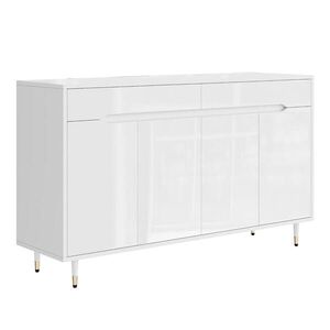 Urban Meuble SIDEBOARD 2 dvířka, 2 zásuvky, zlaté nohy Místo pro 18–24 párů bot, nastavitelné police, bílý obraz