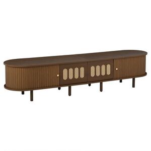 Urban Meuble TV STOLEK ořech a ratan oválný 180 cm retro obraz