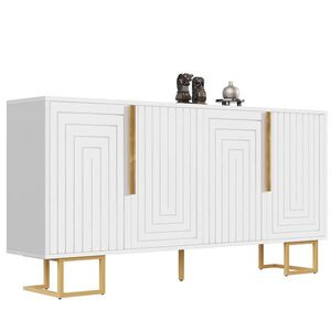 Urban Meuble SIDEBOARD se 3 dvířky a zlatými akcenty bílý obraz