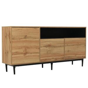 Urban Meuble KOMODA černá s dvířky a otevřenými policemi 160/35/76 cm obraz