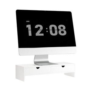 SoBuy STOJAN NA MONITOR se dvěma zásuvkami Bílá 47x18x11cm Minimalistický obraz