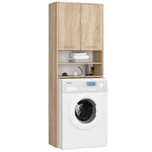 RAUMHIRSCH FURNITURE SKŘÍŇ NA PRAČKU se dvěma dvířky, 64 × 30 × 190 cm dub Sonoma obraz