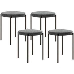 HOMCOM SADA 4 KS Jídelní stoličky Jídelní židle Kuchyňská židle moderní Polyester Kov tmavě šedá obraz