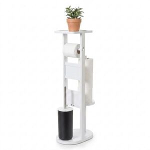Relaxdays WC-SOUPRAVA bílá bambus s poličkou 80 cm obraz