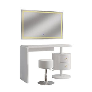 Vicco TOALETNÍ STOLEK Lara Bílá 120 cm se zrcadlem LED a stoličkou obraz