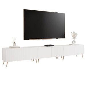 Idohome TV skříňka ANGEL 300 cm na nožkách s osvětlením BÍLÁ obraz