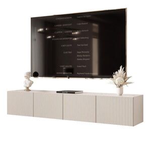 Idohome ZÁVĚSNÁ RTV skříňka ANGEL RÝHOVANÁ 200 cm s LED osvětlením KAŠMÍROVÁ obraz