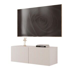 Idohome ZÁVĚSNÁ RTV skříňka ANGEL RÝHOVANÁ 100 cm s LED osvětlením KAŠMÍROVÁ obraz