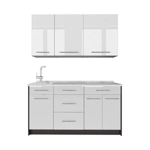 Vicco JEDNOTKOVÁ KUCHYNĚ Fame-Line, Bílá vysoký lesk/Antracit, 150 cm, PD Mramor obraz