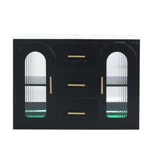 FLIEKS KOUPELNOVÁ SKŘÍŇKA, závěsná, LED, černá, 76 cm obraz