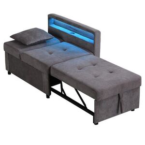 FLIEKS ČALOUNĚNÁ POSTEL, 3v1, lněná, LED, USB obraz
