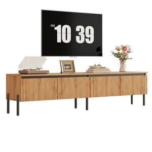 STILVORA TV STOLEK v přírodní barvě se 4 dvířky a otvorem pro kabely do obýváku, 180×35×43 cm obraz