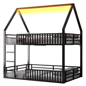 STILVORA PALANDA 140/200 cm, černá, kovová, s LED, domečkový design obraz
