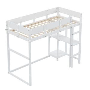 STILVORA PATROVÁ POSTEL 90/200 cm, bílá, s policí a ochrannými zábranami, moderní design obraz