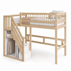 STILVORA PATROVÁ POSTEL 90/200 cm, přírodní, s úložnými schody a úložným prostorem obraz