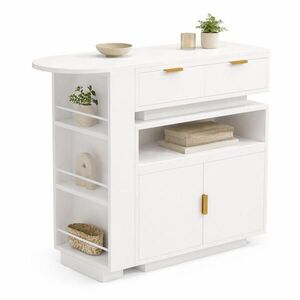STILVORA BAROVÝ STŮL bílý, rozkládací, úložný prostor, LED osvětlení, otočný o 360°, 115–183×40×99 cm obraz