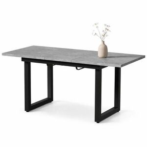 STILVORA JÍDELNÍ STŮL šedý a černý, moderní jednoduchý design, železná konstrukce, do jídelny, 140×80×75 cm obraz