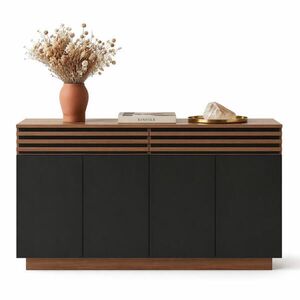 STILVORA KUCHYŇSKÁ SKŘÍŇ hnědá a černá, se zásuvkami, do obývacího pokoje, kuchyně a jídelny, 150×40×85 cm obraz
