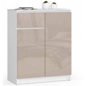 RAUMHIRSCH FURNITURE KOMODA bílá, lesklá cappuccino 99/80/40 obraz