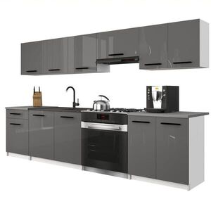B BELINI GROUP KUCHYŇSKÁ LINKA Italia 2 240 cm, s pracovními deskami, Šedá lesklá obraz
