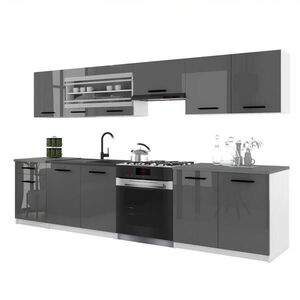 B BELINI GROUP KUCHYŇSKÁ LINKA Italia 4 260 cm, s pracovními deskami, Šedá lesklá obraz