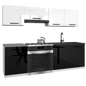 B BELINI GROUP KUCHYŇSKÁ LINKA Italia 1 180 cm, s pracovními deskami, Bílo-černá lesklá obraz