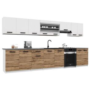 B BELINI GROUP KUCHYŇSKÁ LINKA Italia 3 320 cm, s pracovními deskami, Bílo-zlatohnědá matná obraz