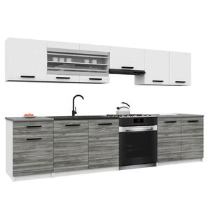 B BELINI GROUP KUCHYŇSKÁ LINKA Italia 4 260 cm, s pracovními deskami, Bílo-šedá Glamour matná obraz