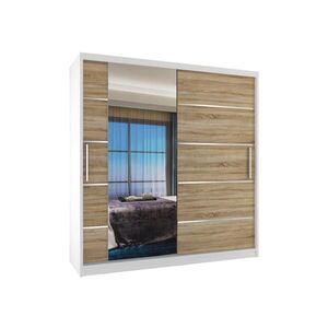 B BELINI GROUP POSUVNÁ SKŘÍŇ Verona MBP, Bílá/Dub Sonoma Mat, 158 cm, se zrcadlem obraz