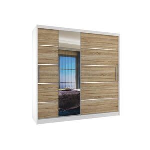 B BELINI GROUP POSUVNÁ SKŘÍŇ Verona MBP, Bílá/Dub Sonoma Mat, 200 cm, se zrcadlem obraz